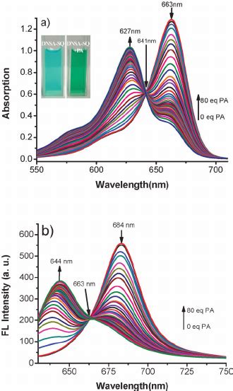 UV Vis A And Fluorescence B Spectra Of Probe DNSA SQ 5 M M Upon