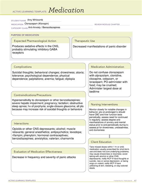 Ati Medication Template Clozapine Clozapine Is Used To Treat Severely