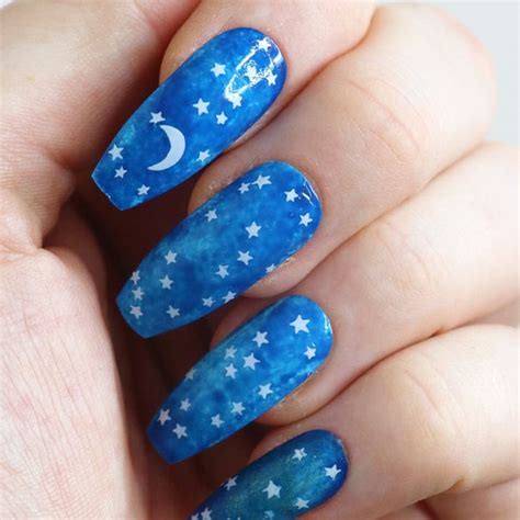 Moon And Stars Waterslide Nail Decals White Star Nail Art Etsy Uk