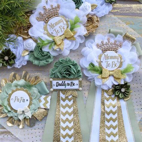 Greenery Baby Shower Sash Cream Olive Gold Maternity Sash Etsy