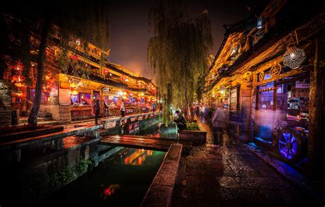 Wallpaper China, night, Lijiang, Old City images for desktop, section ...