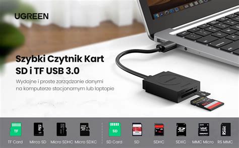 Ugreen Usb Czytnik Kart Sd Tf Czytnik Kart Sd Micro Sd Kompatybilny