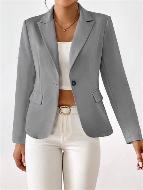 SHEIN Essnce Solid Single Button Blazer SHEIN UK