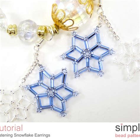 Beaded Snowflake Dangle Earrings Beading Pattern Bugle Beads Etsy