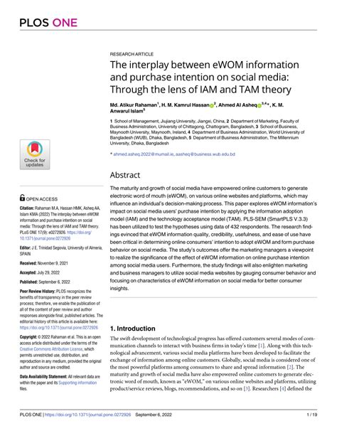 PDF The Interplay Between EWOM Information And Purchase Intention On