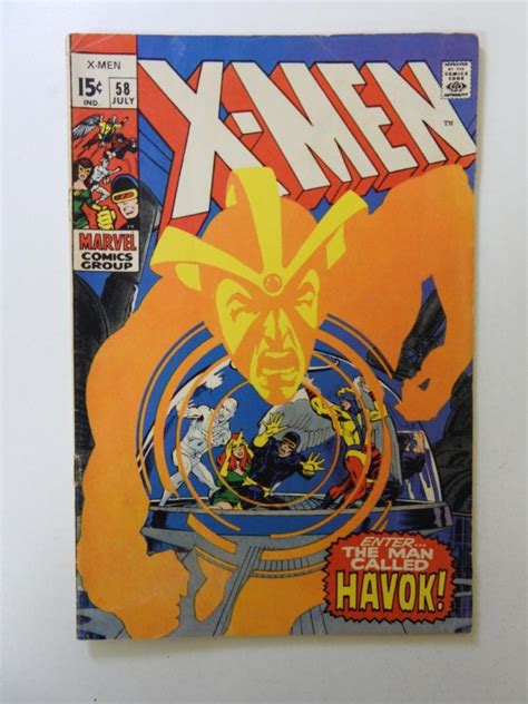 The X Men 58 1st Havok In Costume VG Condition Top Staple Detached