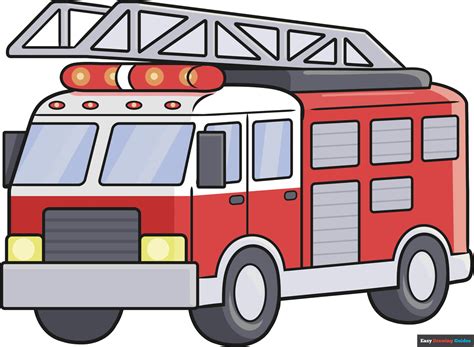 How to Draw a Firetruck - Really Easy Drawing Tutorial