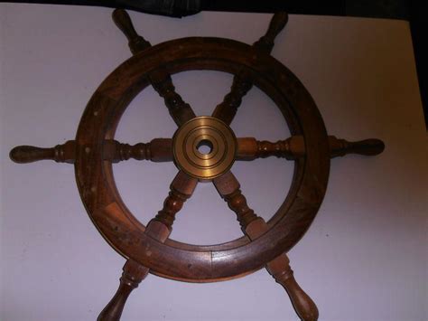 Buy Vintage Solid Teak Wood Boat Ship Helm Steering Wheel Nautical