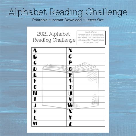 2021 Alphabet Reading Challenge Tracker Book Tracker Etsy