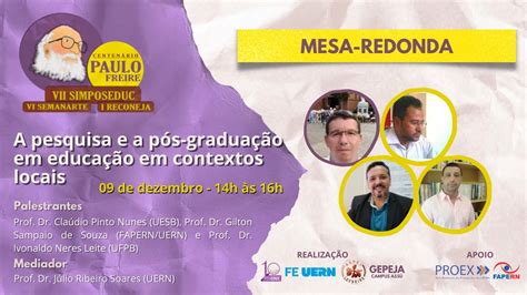 MESA REDONDA A pesquisa e a pós graduação em educação em contextos