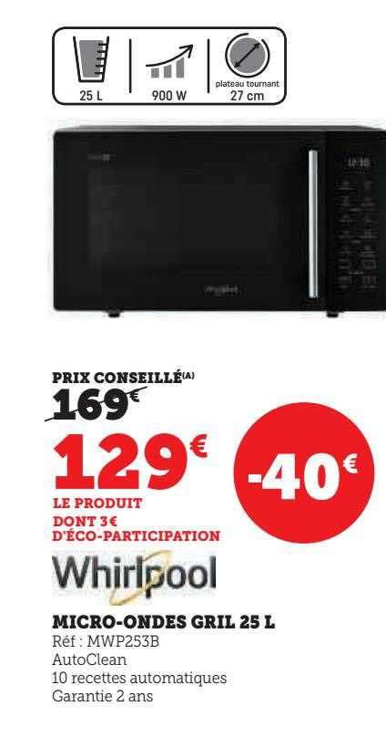 Promo Micro Ondes Gril L Whirlpool Chez Hyper U Icatalogue Fr