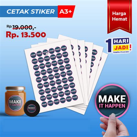 Paket Cetak Stiker Ukuran A3 Isi 30 Free Potong Untuk Ukuran Kotak