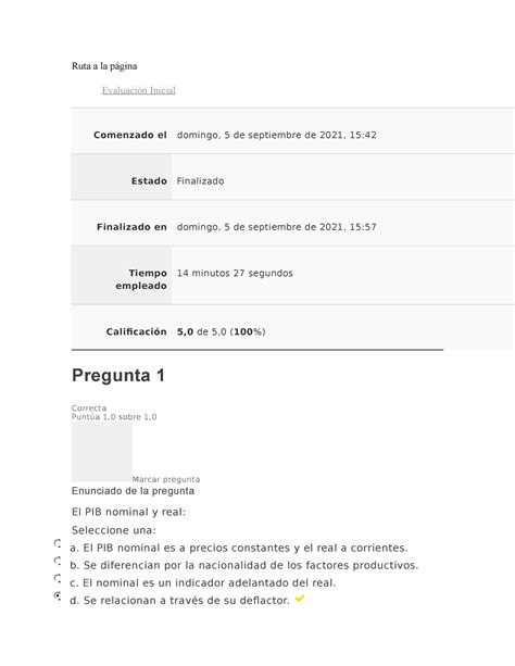 Evaluación Inicial mercado de capitales Ruta a la página Evaluación