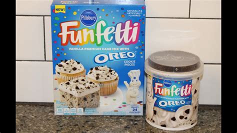 Pillsbury Funfetti Vanilla Cake Mix And Frosting With Oreo Cookie Pieces Review Youtube