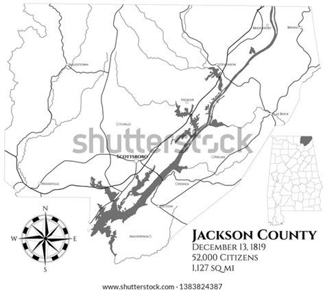 Large Detailed Map Jackson County Alabama Stock Vector Royalty Free