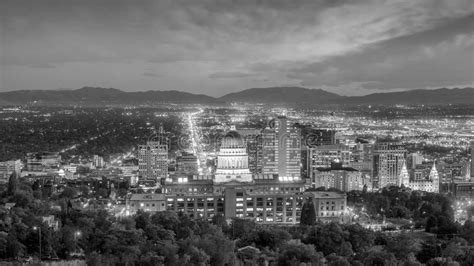 Salt Lake City Skyline Utah at Night Stock Image - Image of streets ...