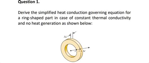 SOLVED Question 1 Derive The Simplified Heat Conduction Governing