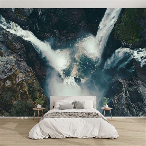 Modern Wallpaper Murals D Scenic Aerial View Voringfossen Waterfall