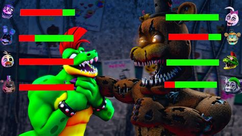 Sfm Fnaf Top 5 Nightmare Vr Vs Fights With Healthbars Youtube