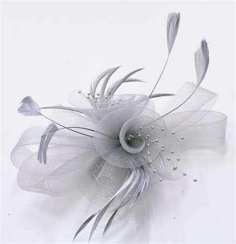 Caprilite Grey Silver Fascinator On Comb Uk Wedding Ascot Etsy Uk