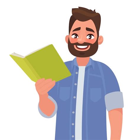 El hombre está sosteniendo un libro en la mano Vector Premium