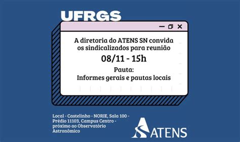 ATENS convida para reunião presencial ATENS UFRGS