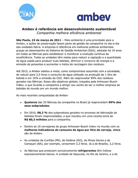 Ambev é referência em desenvolvimento sustentável PDF