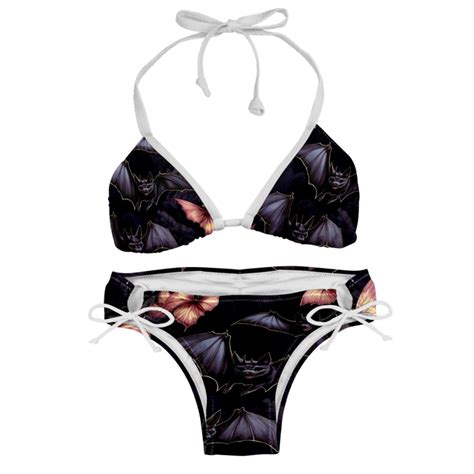 Bats Adjustable Strap Detachable Sponge Bikini Set Two Pack For