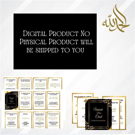 Umrah Dua Card Umrah Mubarak Black Duas Cards Prayer Cards Islamic Dua