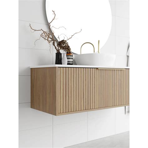 Wall Hung Designer Vanities Cove Fluted Feature In Stock Imperial Glass And Timber