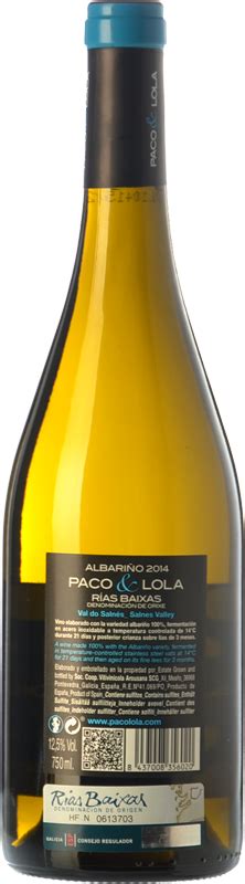 Albariño Paco And Lola 2015 Comprar Vino Blanco Sin Crianza Rías