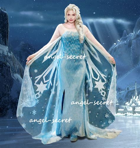 J Adult Movies Frozen Snow Queen Elsa Cosplay Costume Deluxe Dress