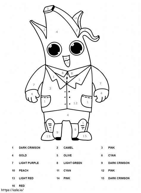 Peely Fortnite Color By Number Coloring Page