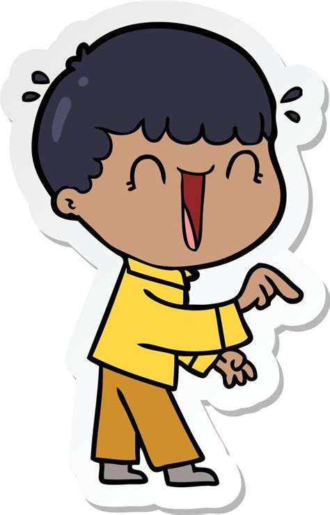 Laughing Cartoon Man Pointing Finger Sticker