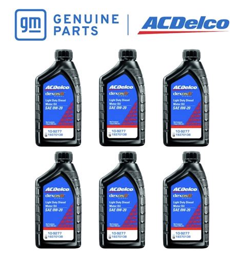 6x Ac Delco 30l Lm2 Duramax Diesel 0w 20 Dexos D Approved Oil 19370138