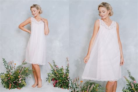 Vintage S S Sheer Chiffon Lace Babydoll Nightgown Slip Dress Nighty Lingerie Boudoir S M