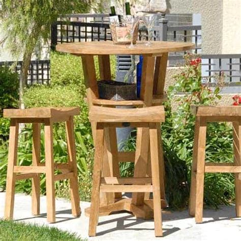 McGill Teak Outdoor Bar Stool - Wave