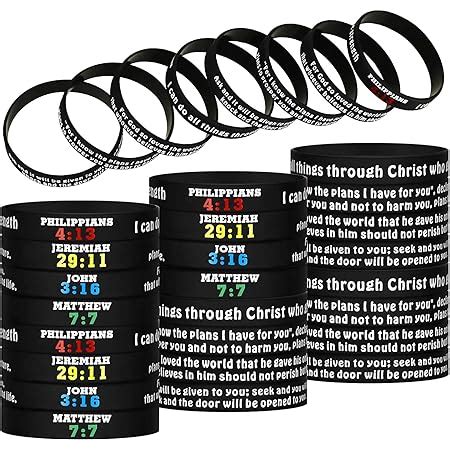 Amazon Pieces Bible Verses Silicone Bracelets Religious Rubber