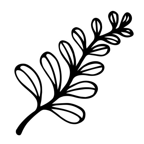 Tree Branch Vector Icon Hand Drawn Illustration Isolated On White