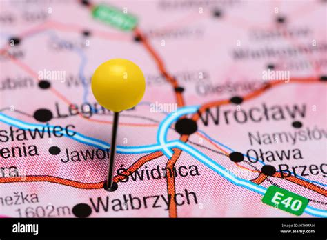 Swidnica pinned on a map of Poland Stock Photo - Alamy