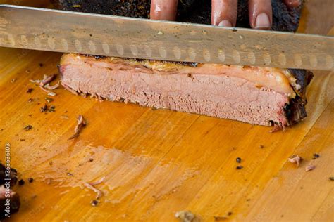 Beef Brisket Barbecue Traditional Texas Smoke House Rubbed With Spiced And Slow Smoked In A