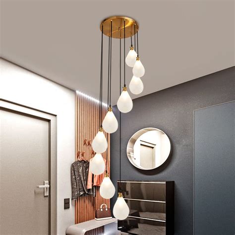 9 Lights Balloon Cluster Pendant Modern Whitepink Glass Led Hanging