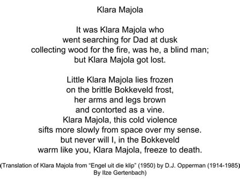 Klara Majola Afrikaans Gedig