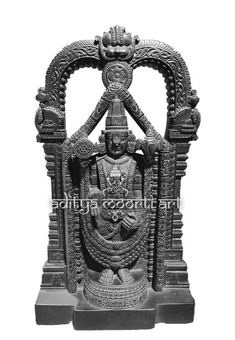 Traditional Hindu Black Marble Tirupati Balaji Statue For Worship