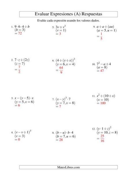 Evaluar Expresiones Algebraicas Dos Variables Tres Pasos A