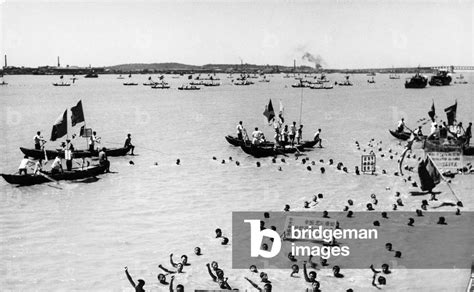 Image of Chairman Mao Tse-tung swimming in the Yangtze River, July 26,