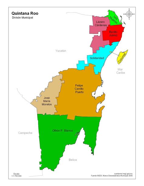 Mapa De Quintana Roo A Colores Con Nombres Mapas De México Para Descargar