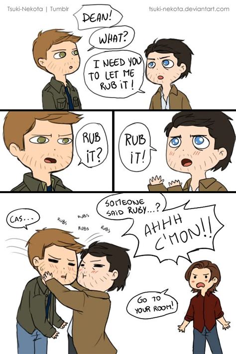 I Need You To Let Me Rub It By Tsuki Nekota On Deviantart Supernatural Comic Destiel