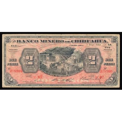 Mexico El Banco Minero De Chihuahua Pesos