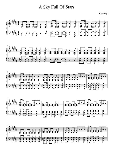 A Sky Full Of Stars Arr Coldplay By Coldplay Sheet Music For Piano